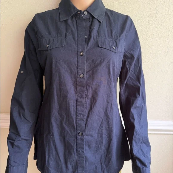 Converse button up Women's Navy Button-Up Shirt size large - Picture 4 of 10